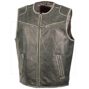 2025 New Warm Winter Sleeveless Vest 100% Leather Breathable Casual Style Canvas <b>Waistcoat</b> for Motorcycles Customizable Fabric - Product Image 3
