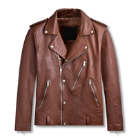 Stilvolle Herren Echtlederjacke mit Langen Ärmeln Neuestes Design Hochwertige Beliebte Neue Winterjacke