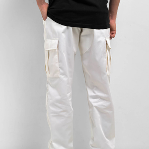 Coupe ample droite jambe large pantalon de survêtement évasé avec poches coton rayé Y2K Streetwear survêtement hommes fabriqué au Pakistan - Product Image 2