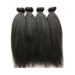 Extensions de cheveux humains vierges indiens, 28 pouces, lisses et crépus, double trame, pour femmes, noires, prix de gros - Product Image 1