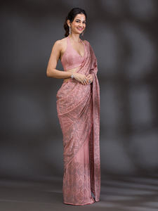 Sari Chanderi Siroski sin Costuras Trendmalls para Mujer K1152-Rosa, Estilo Indio Pakistaní para Bodas, Corte Regular, Precio al por Mayor - Product Image 2