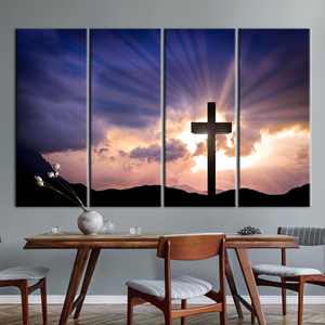 ผ้าใบศิลปะลายกางเขนแห่งการฟื้นคืนชีพที่งดงาม - งานศิลปะพิมพ์ลายคริสเตียน,4P: ห่อหุ้มอย่างดี - Product Image 1