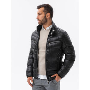 Veste matelassée imperméable pour hommes Manteau matelassé d'hiver matelassé à bulles en nylon noir Veste matelassée pour l'extérieur pour hommes - Product Image 1