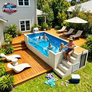 Outdoor Ready Freestanding Swim SPA <b>Pool</b> Rectangular Luxury Above Ground Fiberglass Swimming <b>Pool</b> - Product Image 4