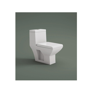 Lavabo moderne en céramique monobloc pour le lavage de l'eau des toilettes avec siphon en S Commode de salle de bain au sol pour hôtels - Product Image 1