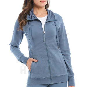 Hot Selling Women's Long Sleeve Gym Fleece Pullover Thick Hooded Winter Sport Breathable Polyester/Cotton 240g Solid Color - Product Image 6