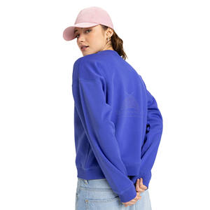 Sweat-shirt à col rond en molleton 100% coton de haute qualité pour femmes, respirant, séchage rapide, décontracté, manches longues, couleur unie - Product Image 3