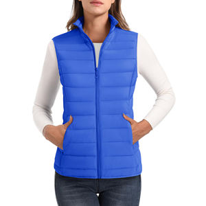 Ropa con logotipo personalizado, chaqueta con cremallera, ropa reversible, chaleco abullonado, chaleco acolchado recortado para mujer, ropa de calle, chaqueta acolchada sin mangas - Product Image 1