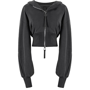 Sweat à capuche court pour femmes de haute qualité Meilleur prix Sweat à capuche zippé court Un audace et un confort - Product Image 3