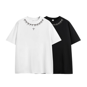 T-shirt pour homme STREETLAB, dégradé, broderie brosse à dents, col rond, manches courtes, style streetwear, jersey de coton 240G - Product Image 4