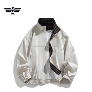 Veste coupe-vent à col montant pour homme avec logo personnalisé Toile fine Respirante Style bombardier Fermeture éclair devant Teinture unie Hiver - Product Image 4