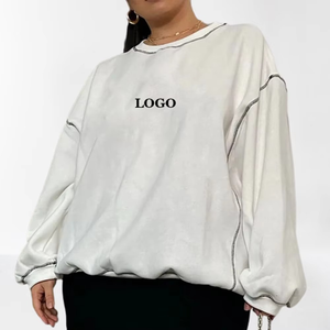 La última sudadera de gran tamaño con logotipo personalizado para mujer, sudadera básica para mujer, sudaderas con capucha con hombros caídos para mujer, cómoda - Product Image 5