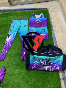 Un arrêt personnalisé Cheer Warm up Jacket Leggings Outfit Majorette Practice Wear Wholesale Cheerleading Uniforme - Product Image 4