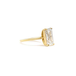 Charming Fine Emerald Cut <b>Diamond</b> <b>Ring</b> Setting 5 Ct D-F VVS1-VS2 Lab Grown <b>Diamond</b> In 14K 18K Yellow Gold Bridal Party Wear - Product Image 2