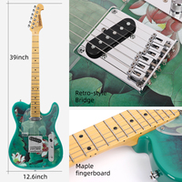 Guitare électrique multi-effets D-133 avec pédale, double manche bleu et vert, manche en érable canadien personnalisé, guitare électrique à coupe simple