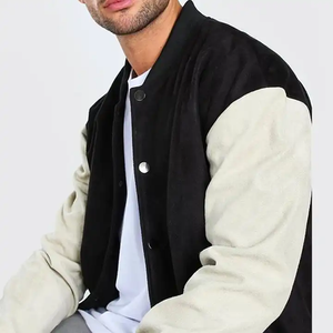 <b>Men's</b> Casual Custom Baseball <b>Jackets</b> with Letter Embroidery Winter Streetwear Sheep Fur Knitted <b>Jacket</b> with Button Decoration - Product Image 3