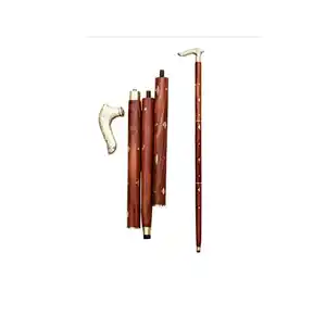 Wooden Folding Walking Stick Handcrafted Walking Brass Handle - Gifts Ideas beautiful design women old people home