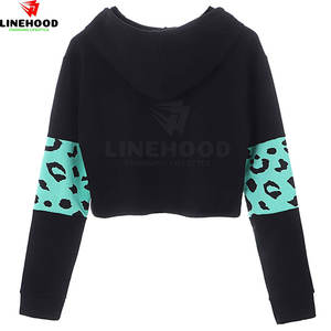 2025 nouveau Design femmes haut court sweats à capuche impression personnalisée 100% coton hiver col à capuche avec Logo avant prix - Product Image 2