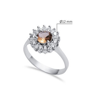 12mm corte redondo sultanita Baguette CZ piedra racimo anillo 925 anillo de plata esterlina venta al por mayor joyería turca - Product Image 2