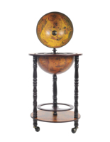 Table de bar globe OMH NG018 330 mm rouge avec support en bois à 4 pieds, style vintage peint à la main, armoire à liqueur pour la décoration de la maison ou du bureau