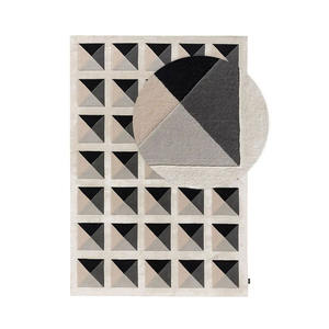 Vente en gros de tapis en laine de luxe 160x230 cm laine fine à poils coupés moderne pour salle à manger/entrée chambre crème/gris Sid - Product Image 2