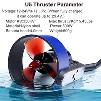 Propulseurs sous-marins doubles U5 avec bases de nageoires, poussée de 14 kg, hélice 24 V pour drones sous-marins, bateaux pneumatiques, planches à pagaie, kayaks et embarcations