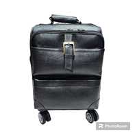 Sac de voyage vintage en cuir véritable à motif géométrique, léger, grande capacité, fermeture éclair durable, poignée souple