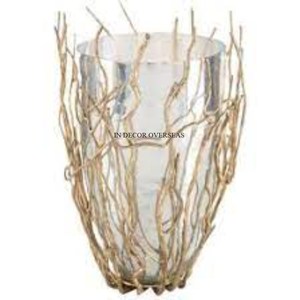 Florero de vidrio transparente de alta calidad con diseño de flores de color blanco y base de metal resistente chapado en oro al precio más bajo - Product Image 6
