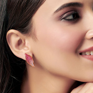 Luxury Pink Gradient <b>Crystal</b> <b>Earrings</b> for Women Rose Gold Plated Statement <b>Stud</b> <b>Earrings</b> Bridal Party Fashion Jewelry - Product Image 3