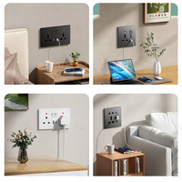 Interrupteur mural et prise PC fin série TEP L8, interrupteurs et prises universels britanniques avec prise USB de type C