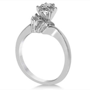 14k White <b>Gold</b> Bridal <b>Set</b> with 0.25ct Diamond Sidestone Accent Diamond <b>Rings</b> - Product Image 6