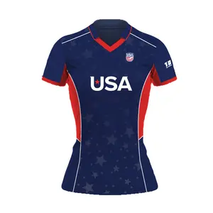 Customized USA Official Cricket Players Jersey T20 World Cup 2024 American Cricket Fan Uniform and Jersey Full Sleeves