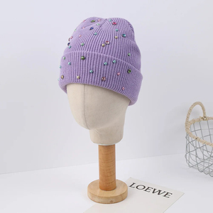 Sparkling Winter Beanie <b>Hat</b> Rhiny Diamond Rhinestone Fashion Yellow Winter Beanie <b>Hat</b> - Product Image 3