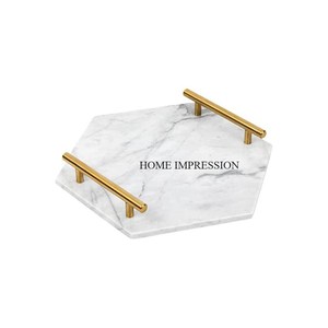 Fourniture directe d'usine grand plateau de service de nourriture non toxique avec base en métal plaqué or forme de rectangle nouveau style décoratif moderne - Product Image 4