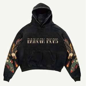 Survêtement imprimé bouffant personnalisé Streetwear noir Ensemble pantalons de survêtement et sweats à capuche Hip Hop survêtement bouffant 3d pour hommes - Product Image 3