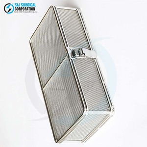 Stainless Steel Manual Wire <b>Mesh</b> <b>Basket</b> Locking Lid Durable Reusable Hospital Sterilization <b>Storage</b> Secure Surgical Instrument - Product Image 4
