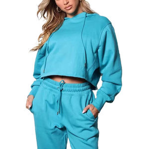 Ropa deportiva de algodón para mujer al por mayor, conjunto de chándal de 2 piezas, sudadera de gimnasio de alta calidad y chándales para mujer - Product Image 6