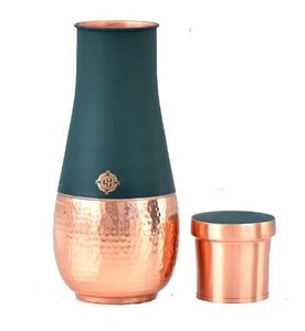 Nuevo diseño personalizado cobre puro cabecera jarra frasco vaso tapa acabado martillado diferentes colores para vasos de acero inoxidable - Product Image 3