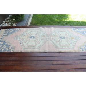 พรมขนาด 2.9x8.9 ฟุต, พรมวินเทจตุรกี, พรมขนสัตว์สีชมพูไล่เฉด - Product Image 3
