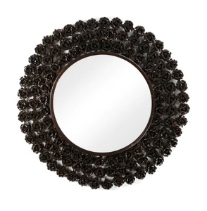 Espejo de pared redondo de Metal con diseño de flores atractivas de latón AK, espejo de pared único con acabado marrón para decoración de Hotel/acento de decoración de pared - Product Image 1