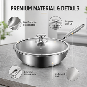 Juego de utensilios de cocina revestidos de 3 capas de acero inoxidable 304, sartén sin recubrimiento, olla para leche Wok, sartén para sopa para estufa de Gas de inducción, uso en cocina - Product Image 2