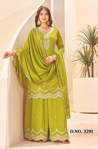 Dhwaja Export Salwar Kameez Traditionnel pour Femme en Soie Vichitra avec Broderie, Séchage Rapide, Toutes Saisons, pour Diwali, Mariage, Fête, Coupe Classique - Product Image 6