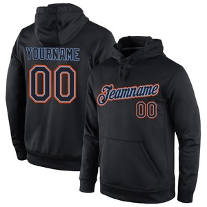 Wholesale & <b>Dropship</b> Custom Stitched Black Black-Orange Sports Pullover Sweatshirt Hoodie - Product Image 1