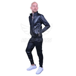 Chándal personalizado de cuero para hombre con logotipo de manga larga de Talla grande-Ropa deportiva personalizada para la temporada de invierno - Product Image 3