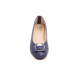 Zapatos de tacón formales azul marino para niñas de alta calidad KD0744 diseño elegante de punta estrecha plataformas finas cómodo tamaño sin cordones para Primavera Verano - Product Image 1