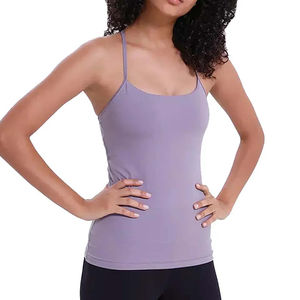 Women's Tank <b>Top</b> Custom Logo <b>Summer</b> Casual Solid Color Yoga Ladies Workout Activewear <b>Sleeveless</b> Blend Women's Tank <b>Top</b> - Product Image 4