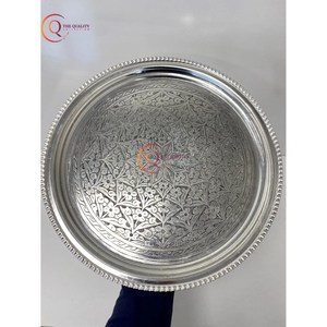 ถาดทองแดงแกะสลักทรงกลมทำด้วยมือถาดโลหะทองแดงสำหรับตกแต่งจานบนโต๊ะถาดเสิร์ฟสำหรับโรงแรมและร้านอาหาร - Product Image 5