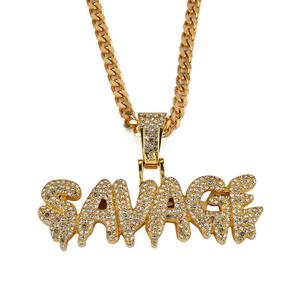 สร้อยคอทองคำแท้ประดับเพชรธรรมชาติทรงฮิปฮอปสุดเท่จาก SAVAGE พร้อมจี้ทองคำแท้  สำหรับเป็นของขวัญผู้ชาย - Product Image 3
