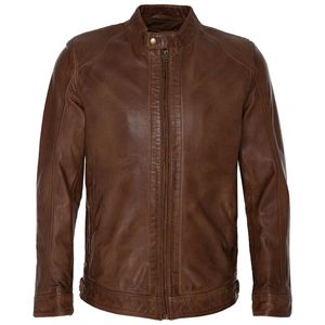 Veste de travail décontractée en cuir PU de haute qualité, col montant, fermeture éclair, hiver, brillante, ample, à revers, vente en gros - Product Image 1