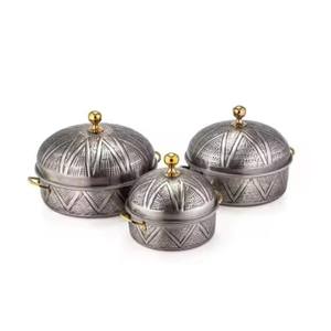 Food Serving Casserole Pots Silver and Gold Polished Classic Home Hot Pots Standard Top Quality Round Restaurant Food Casserole - Product Image 2
